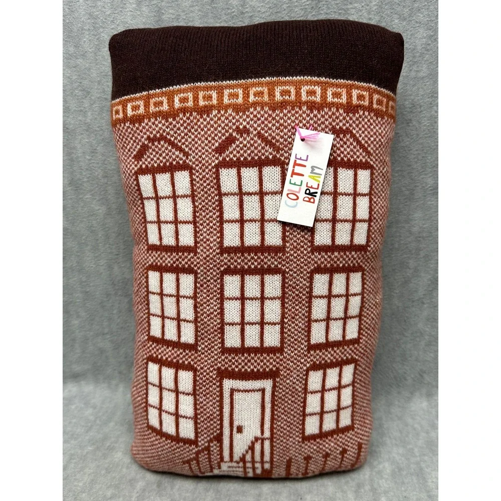 VTG Colette Bream‎ Knit Brownstone Pillow Brown Lambswool Mohair Townhouse NWT
